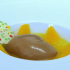 Gelée d’agrumes au curry, quenelle Jivara
